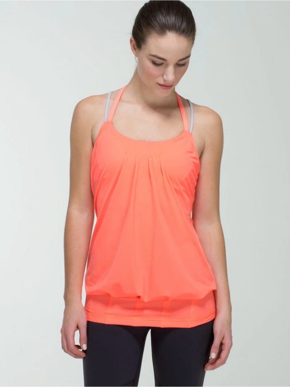 Lululemon Flow And Go Tank Top Strappy Lightweight Built In Bra Coral 2